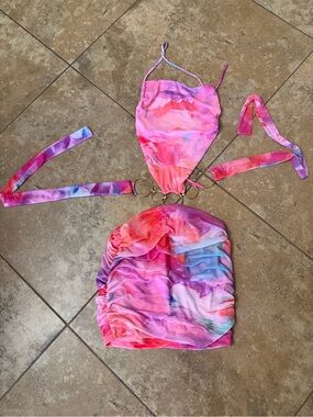 Fashion Nova Pink Multi Tie-Dye Mini Dress